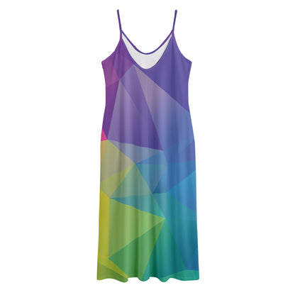 Colorful Polygonal Geometric Print Jersey Midi Cami Dress