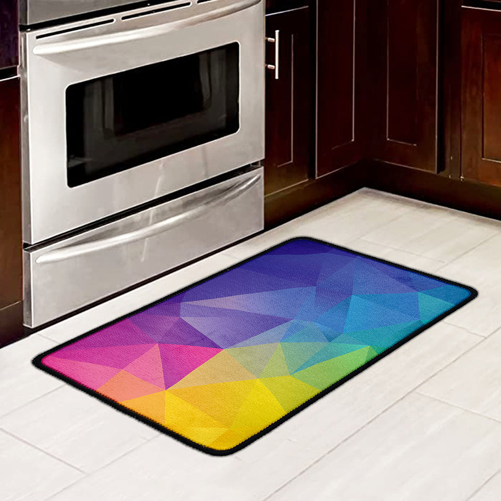 Colorful Polygonal Geometric Print Kitchen Mat