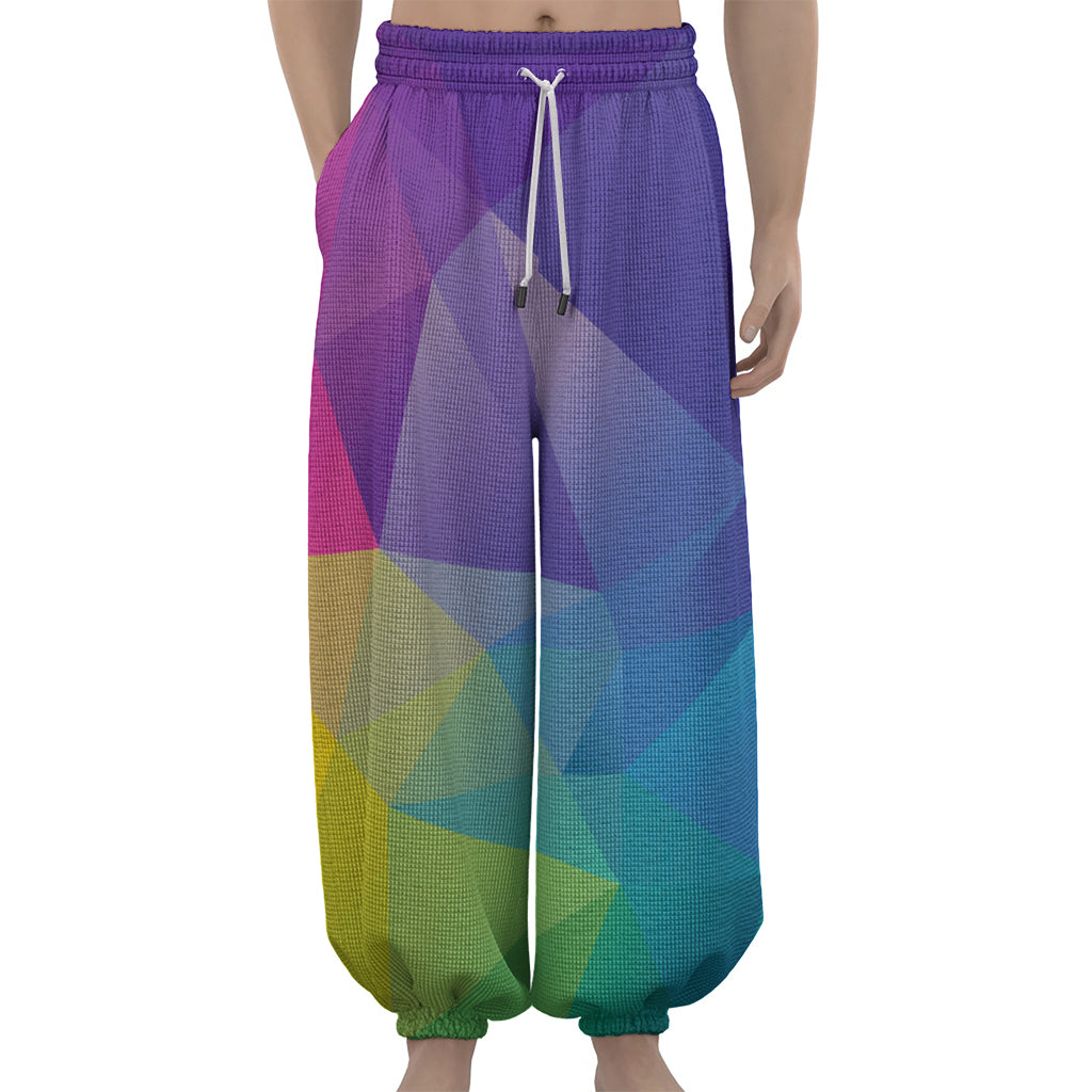 Colorful Polygonal Geometric Print Lantern Pants