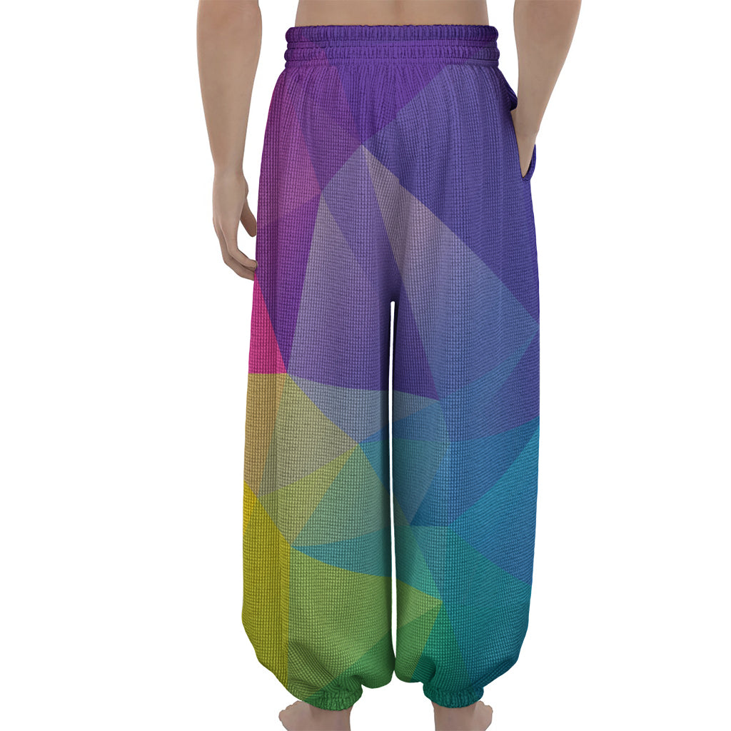 Colorful Polygonal Geometric Print Lantern Pants