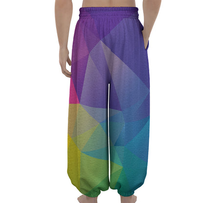 Colorful Polygonal Geometric Print Lantern Pants