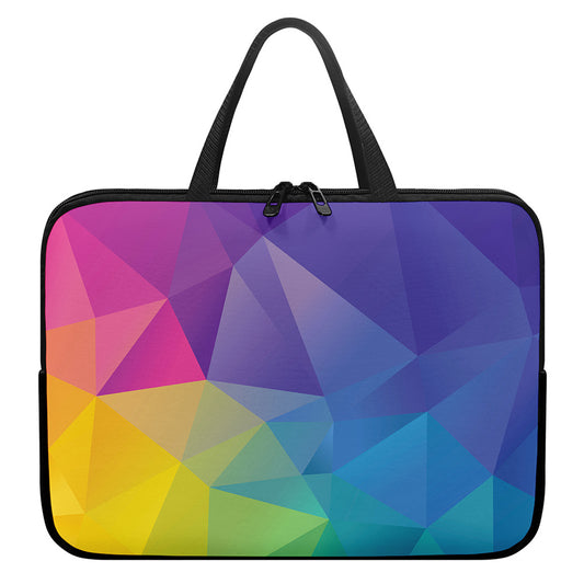 Colorful Polygonal Geometric Print Laptop Sleeve With Handle
