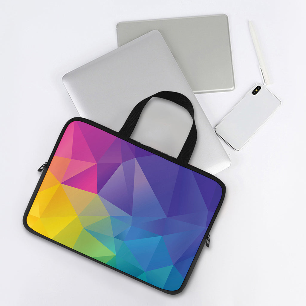 Colorful Polygonal Geometric Print Laptop Sleeve With Handle
