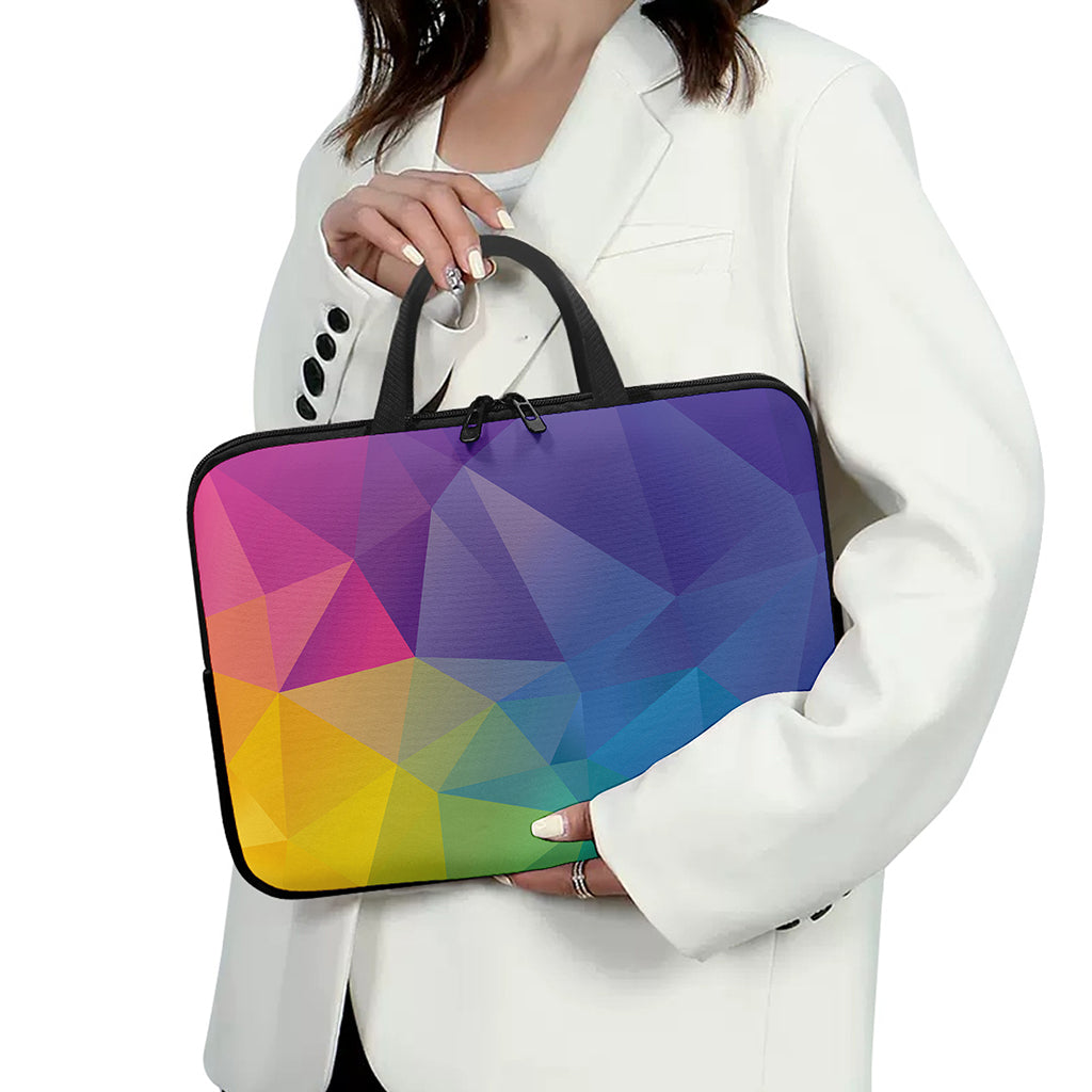 Colorful Polygonal Geometric Print Laptop Sleeve With Handle