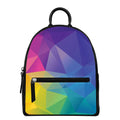 Colorful Polygonal Geometric Print Leather Backpack