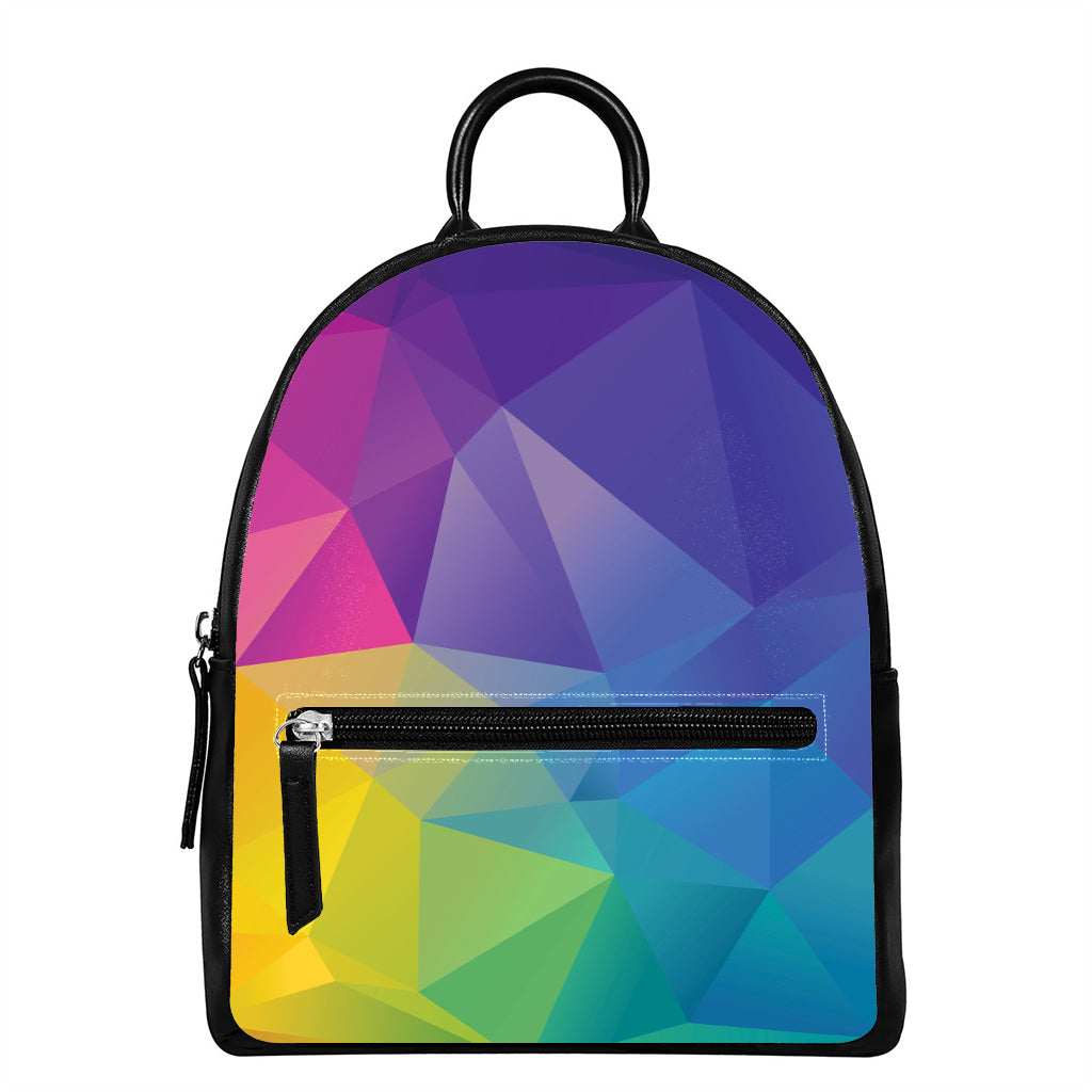 Colorful Polygonal Geometric Print Leather Backpack