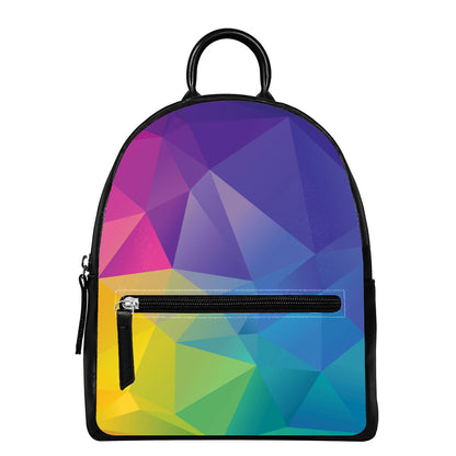 Colorful Polygonal Geometric Print Leather Backpack