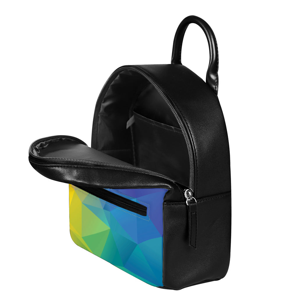Colorful Polygonal Geometric Print Leather Backpack