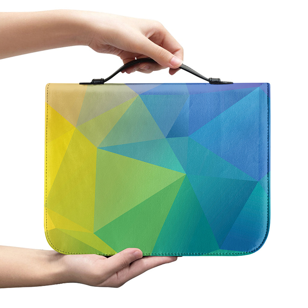 Colorful Polygonal Geometric Print Leather Bible Cover