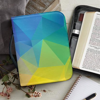Colorful Polygonal Geometric Print Leather Bible Cover