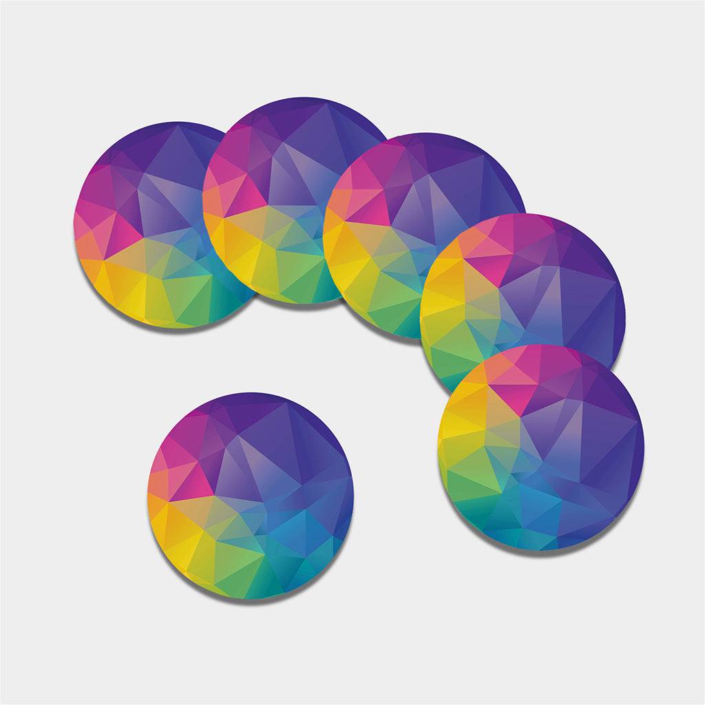 Colorful Polygonal Geometric Print Leather Coaster Set