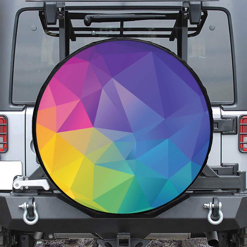 Colorful Polygonal Geometric Print Leather Spare Tire Cover