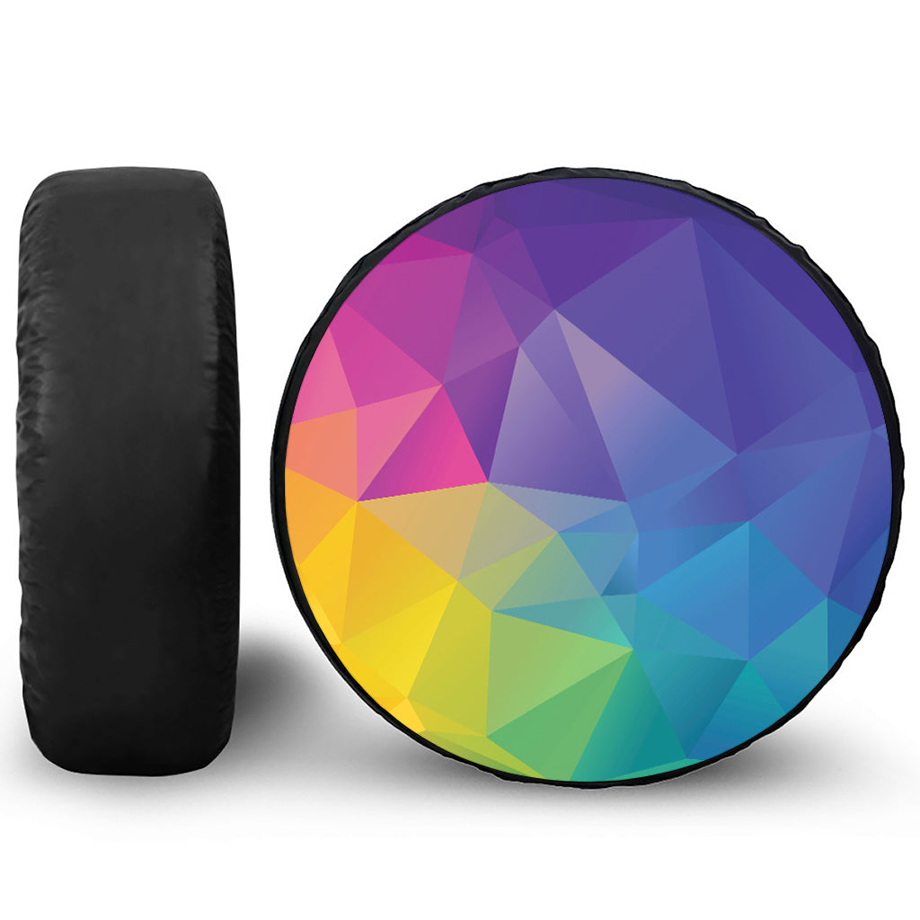 Colorful Polygonal Geometric Print Leather Spare Tire Cover