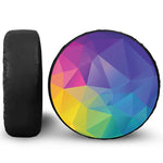 Colorful Polygonal Geometric Print Leather Spare Tire Cover