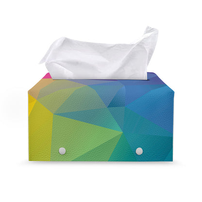 Colorful Polygonal Geometric Print Leather Tissue Box Cover