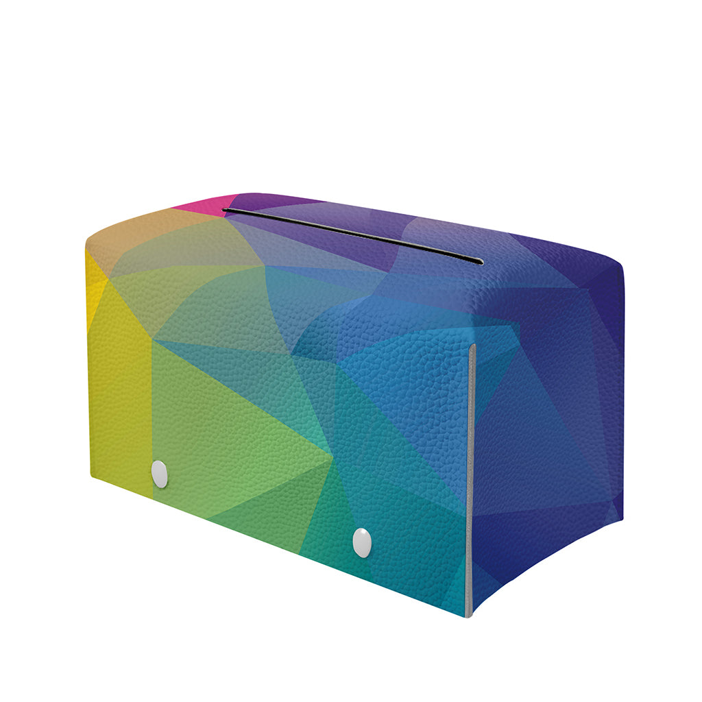 Colorful Polygonal Geometric Print Leather Tissue Box Cover