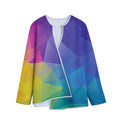 Colorful Polygonal Geometric Print Long Sleeve Short Coat