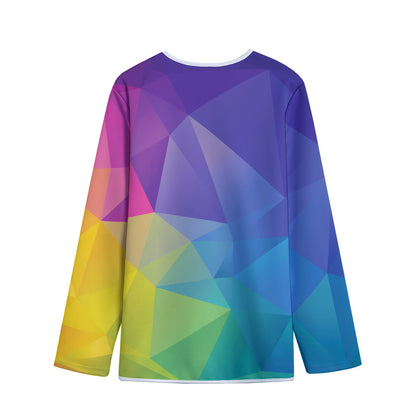 Colorful Polygonal Geometric Print Long Sleeve Short Coat