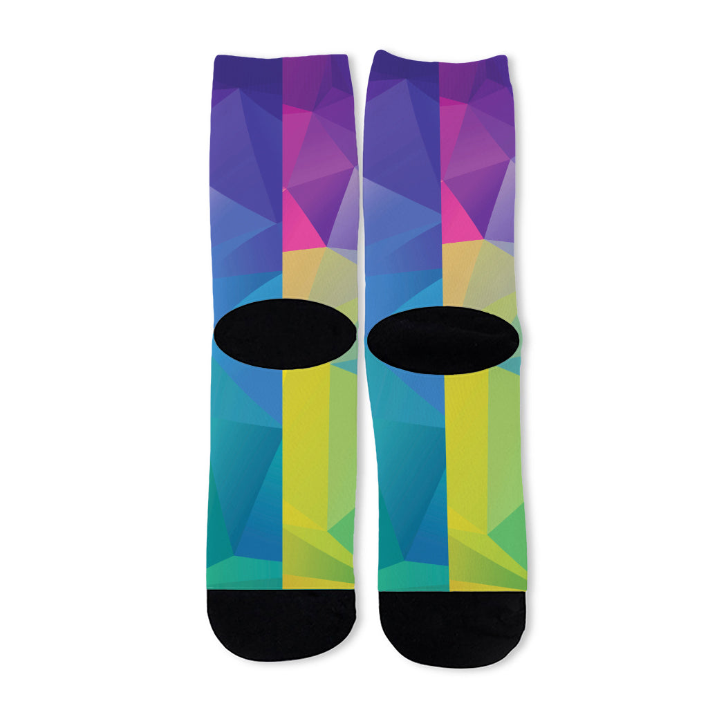 Colorful Polygonal Geometric Print Long Socks