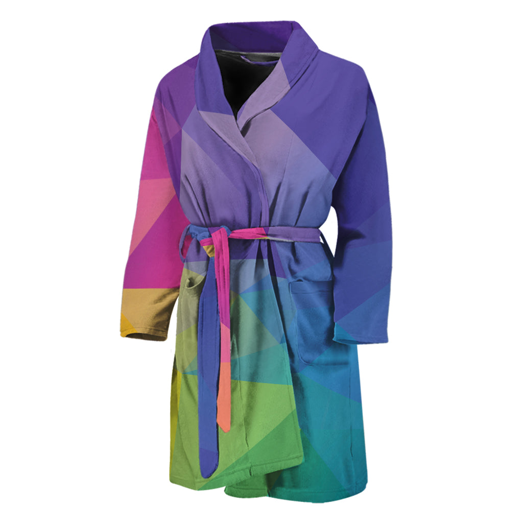 Colorful Polygonal Geometric Print Men's Bathrobe