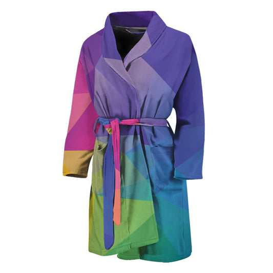 Colorful Polygonal Geometric Print Men's Bathrobe