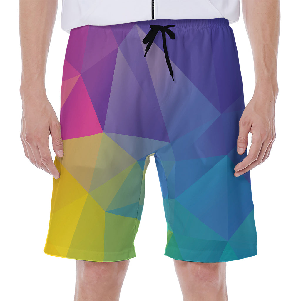 Colorful Polygonal Geometric Print Men's Beach Shorts