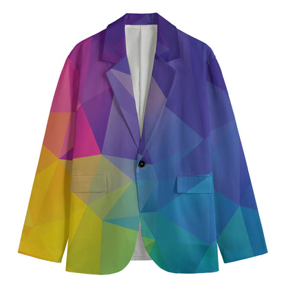 Colorful Polygonal Geometric Print Men's Blazer