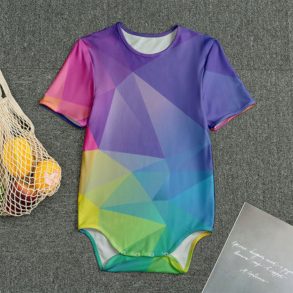Colorful Polygonal Geometric Print Men's Bodysuit
