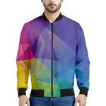 Colorful Polygonal Geometric Print Men's Bomber Jacket