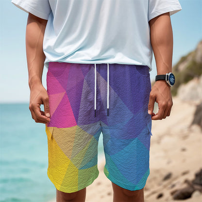 Colorful Polygonal Geometric Print Men's Cargo Shorts