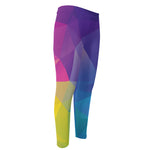 Colorful Polygonal Geometric Print Men's Compression Pants