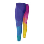 Colorful Polygonal Geometric Print Men's Compression Pants