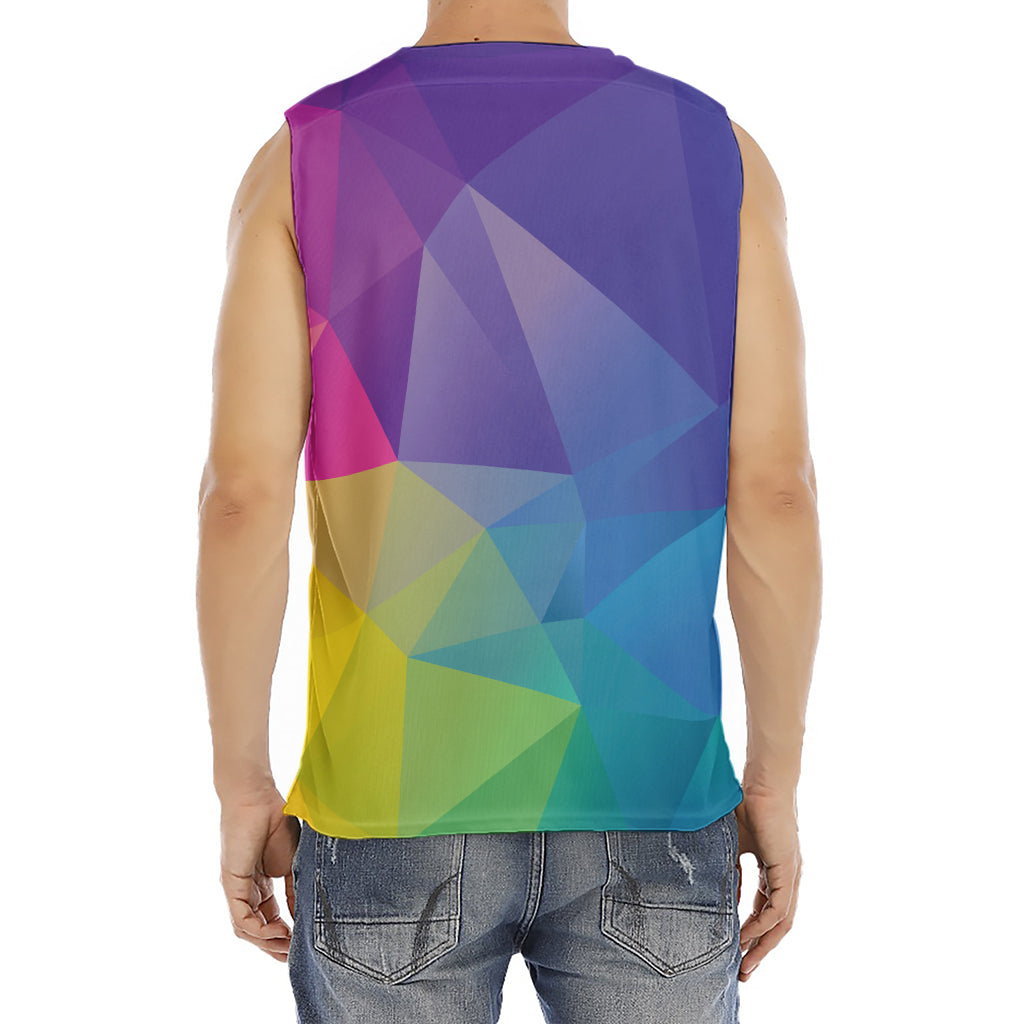 Colorful Polygonal Geometric Print Men's Fitness Tank Top