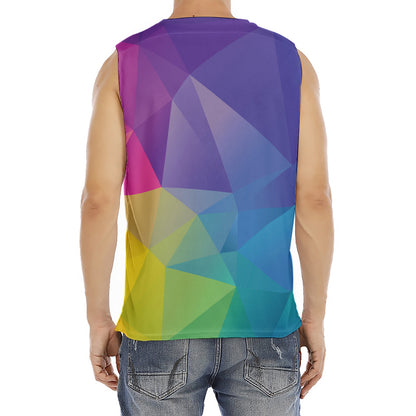 Colorful Polygonal Geometric Print Men's Fitness Tank Top