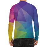 Colorful Polygonal Geometric Print Men's Long Sleeve Rash Guard
