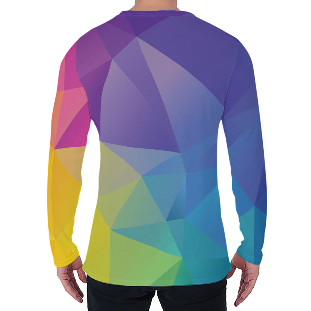 Colorful Polygonal Geometric Print Men's Long Sleeve T-Shirt