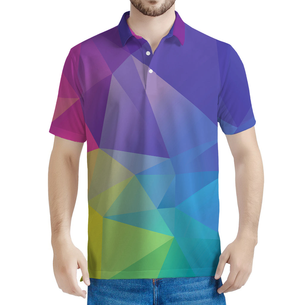 Colorful Polygonal Geometric Print Men's Polo Shirt