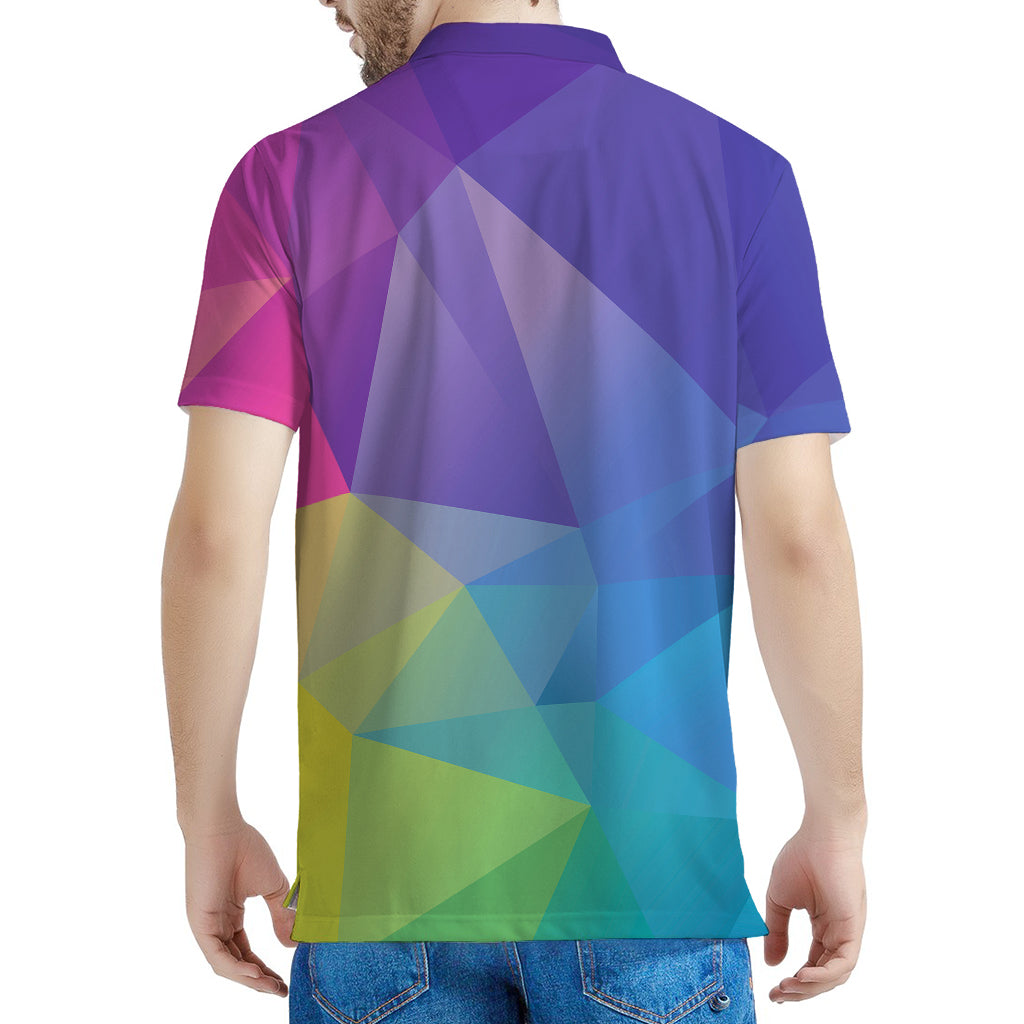 Colorful Polygonal Geometric Print Men's Polo Shirt