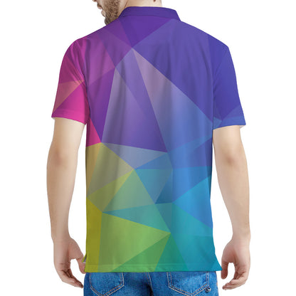 Colorful Polygonal Geometric Print Men's Polo Shirt