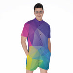 Colorful Polygonal Geometric Print Men's Rompers