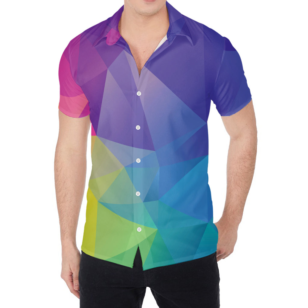 Colorful Polygonal Geometric Print Men's Shirt