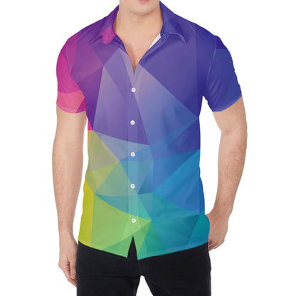 Colorful Polygonal Geometric Print Men's Shirt
