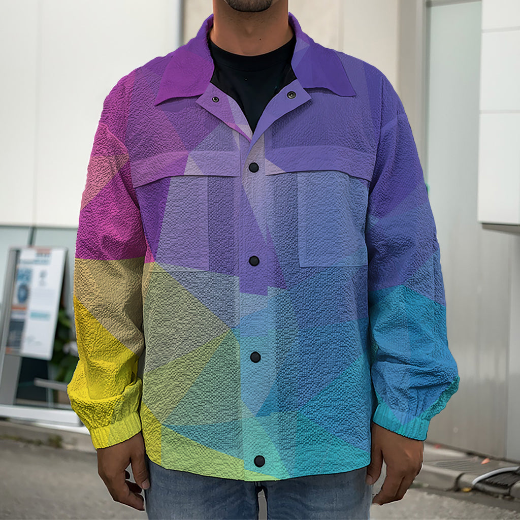 Colorful Polygonal Geometric Print Men's Shirt Jacket