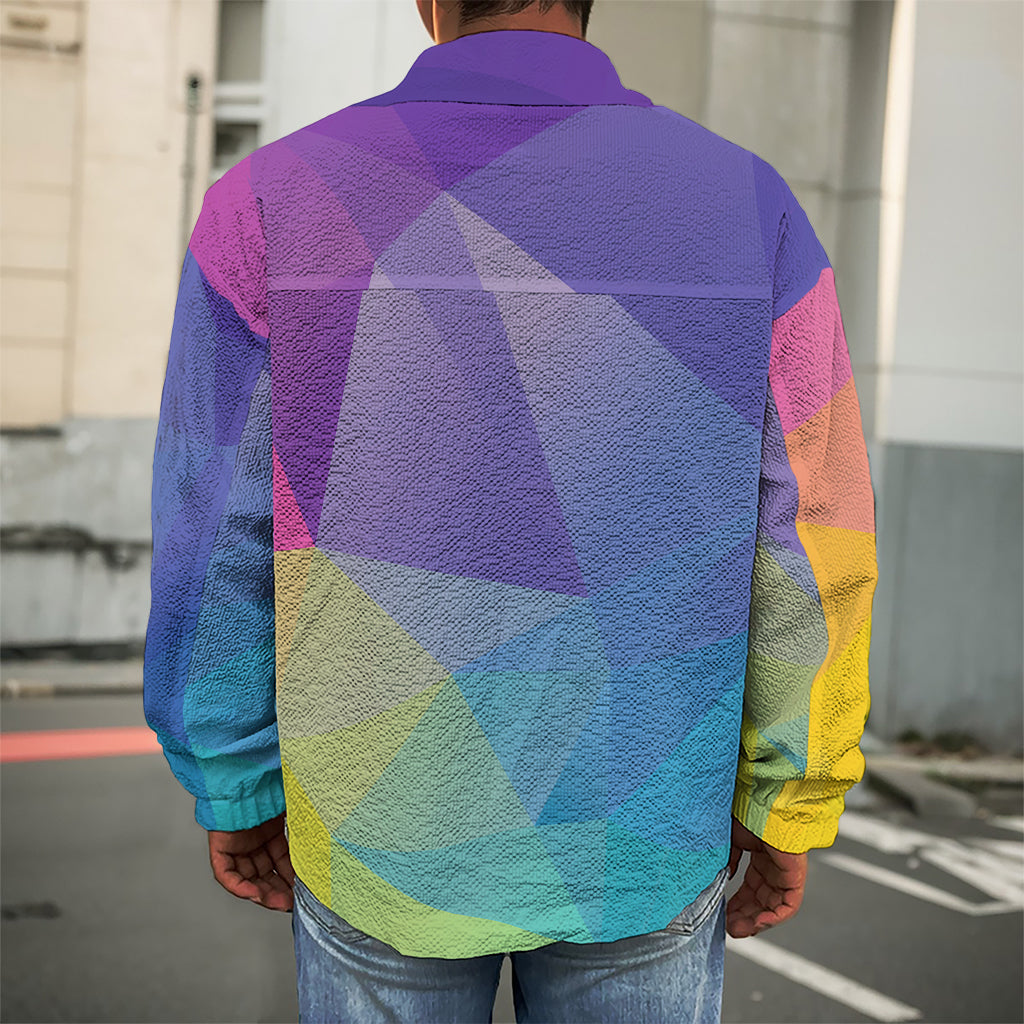 Colorful Polygonal Geometric Print Men's Shirt Jacket