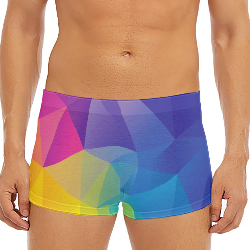 Colorful Polygonal Geometric Print Men's Short Boxer Briefs
