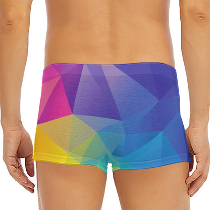 Colorful Polygonal Geometric Print Men's Short Boxer Briefs