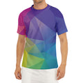 Colorful Polygonal Geometric Print Men's Short Sleeve Rash Guard