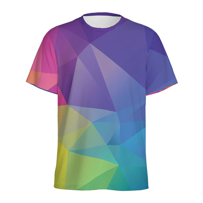 Colorful Polygonal Geometric Print Men's Sports T-Shirt