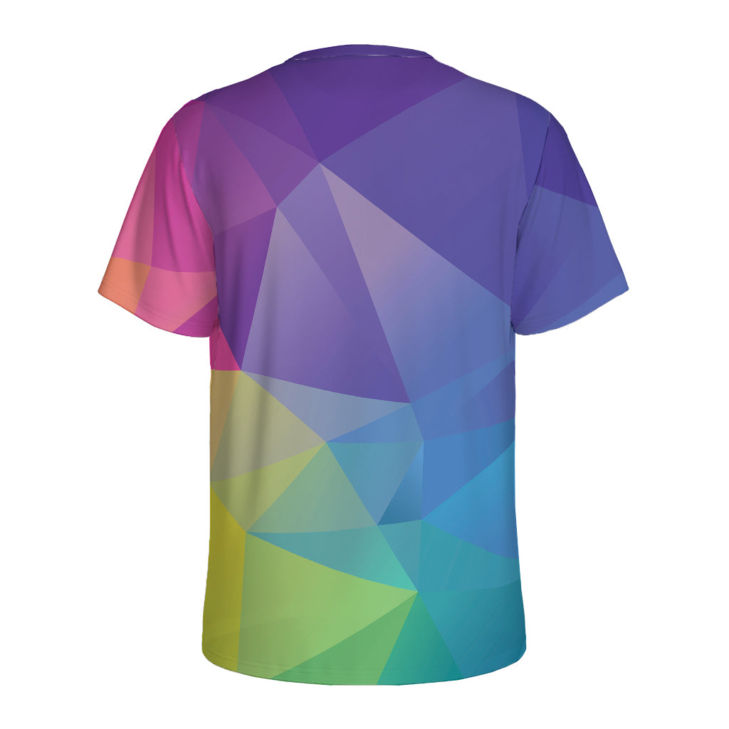 Colorful Polygonal Geometric Print Men's Sports T-Shirt