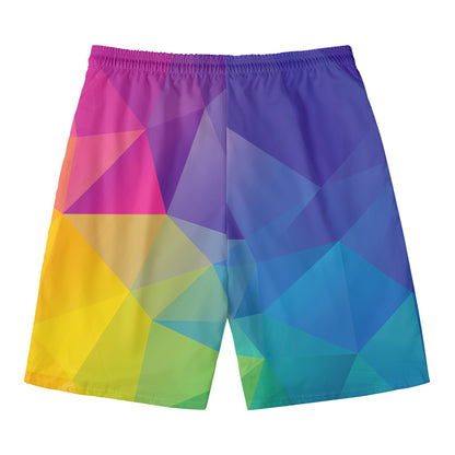 Colorful Polygonal Geometric Print Men's Swim Trunks